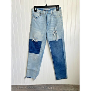 Celebrity Pink Slim Straight Jeans Two-Tone Color Block Distressed Sz 7/28